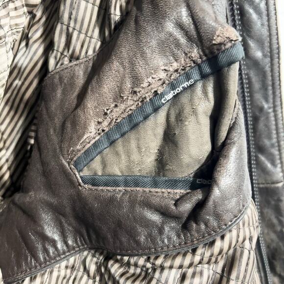 Vintage Brown Leather Bomber Large Full Zip Jacket Dad 80s 90s Distressed Heavy - Picture 5 of 15